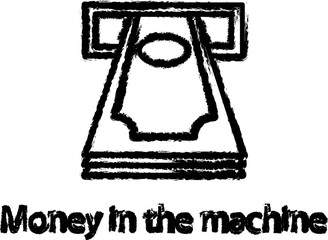 money in ATM icon grunge style vector