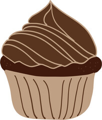 Freehand drawing of butter cream cupcake.