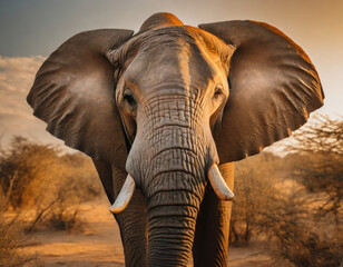 Big elephant in the savannah