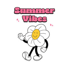 Flower Retro Mascot Character