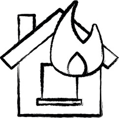 Firefighter, house two color icon grunge style vector