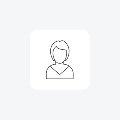 Female representative avatar, Digital Representation, thin line icon, grey outline icon, pixel perfect icon