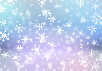Christmas background with snow falling on the blurred background. Snowflakes, soaring on the soft background