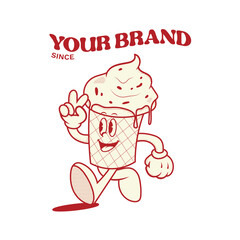 Ice Cream Retro Mascot Character