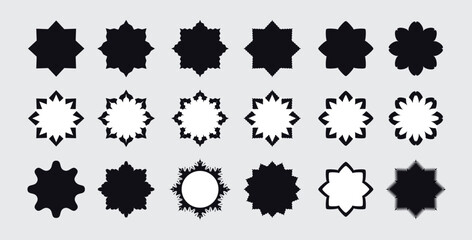 Set of Ornate Frames Price tag Icons, Promotion sale, quality mark, discount stickers, Stars Frames Vector illustrations