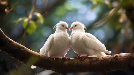 A Pair of Pigeons Amidst Tree Branch Serenity