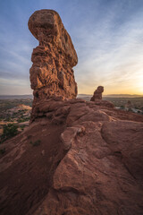 hiking in the garden of eden in arches national park, utah, usa