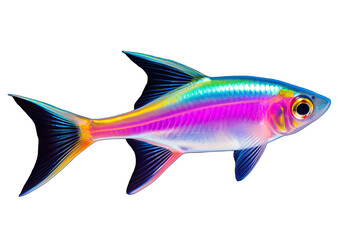 Beautiful Neon Tetras Fish On Transparent Background