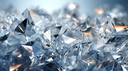 Shards of diamond on a light background,Generative Ai.