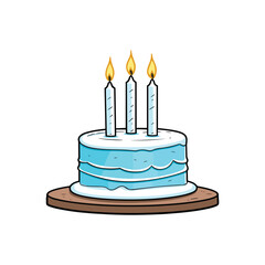 birthday cake with candles on white background 