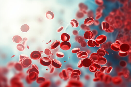 Blood cells wave on white background, leukocytes, erythrocytes bloodstream. Generative Ai