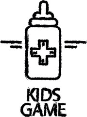 kids game outline icon grunge style vector
