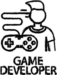 game developer outline icon grunge style vector