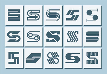 Collection of modern line letter S logo brand design