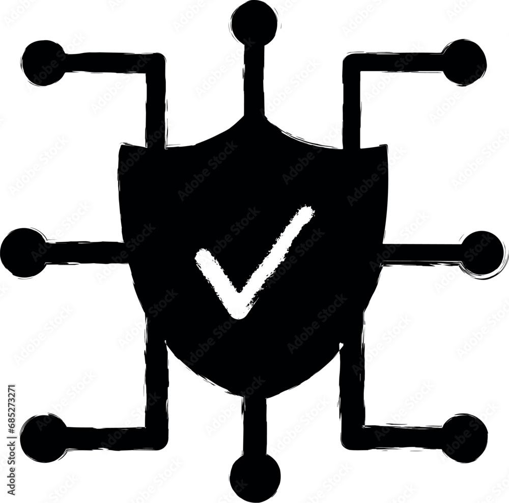 Poster chip, security icon grunge style vector