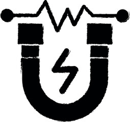 magnet, tools icon grunge style vector