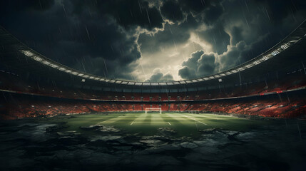 Thunderclouds and rain cover the field 3d illustration,Generated with AI.