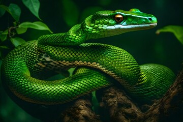 green snake on a tree