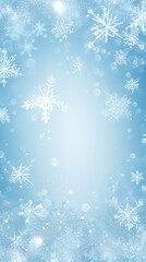 Naklejka na ściany i meble Christmas frame for text, white snowflakes on blue background, copyspace