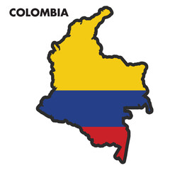 Isolated map of Colombia with its flag Vector