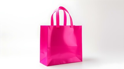 Hot Pink Shopping Bag on a white Background with Copy Space. Template for Sales and Auctions