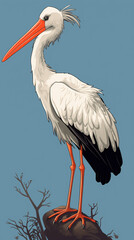 Fototapeta premium Cigogne blanche (ciconia), oiseau migrateur symbole de l'Alsace, mascotte du terroir et des traditions alsaciennes