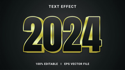 Happy New Year 2024 text effect editable modern lettering font style