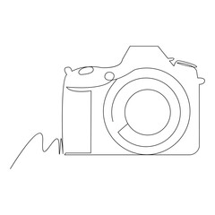 Camera Continuous single  line vector art drawing and illustration
 - obrazy, fototapety, plakaty