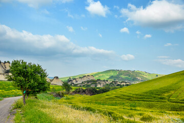 Lucania summer countryside landscape, Val D'Agri, Basilicata, Italy