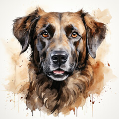 watercolor Anatolian Shepherd Dog clipart, Generative Ai