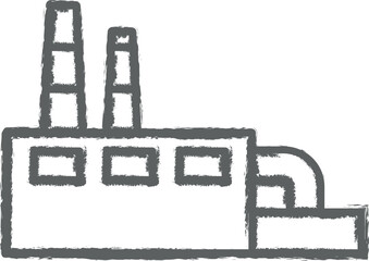 Industry flat, building, factory, plant, power station warehouse icon grunge style vector