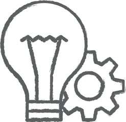 Industry flat, idea, industrial, light bulb, gear icon grunge style vector