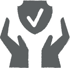 Insurance, hands, protection, shield icon grunge style vector