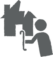 Insurance, house, robbery, theft, vandalism icon grunge style vector