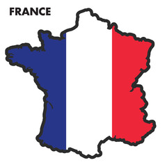 Isolated map of France with its flag Vector