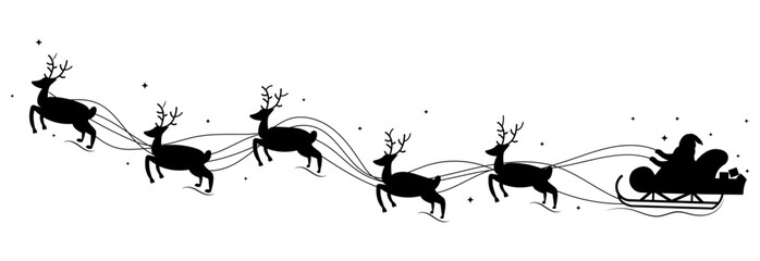 Silhouette santa claus flying ornament. Christmas elements