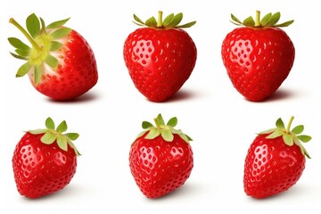 Set of Red Strawberry isolated on white background 