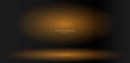 Empty Black and yellow studio background. An empty studio room for a photo shoot or presentation. Vector illustration.