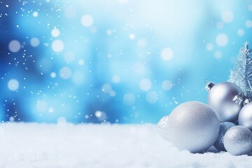 Fototapeta na wymiar Background with Christmas snowy fir tree and Christmas toys