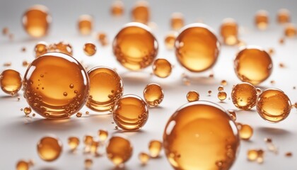 transparent orange water bubbles against a white background graphic element