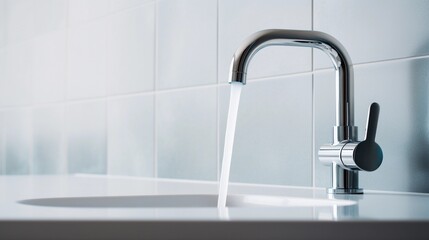 Sleek Kitchen Design: Modern Faucet with Running Water