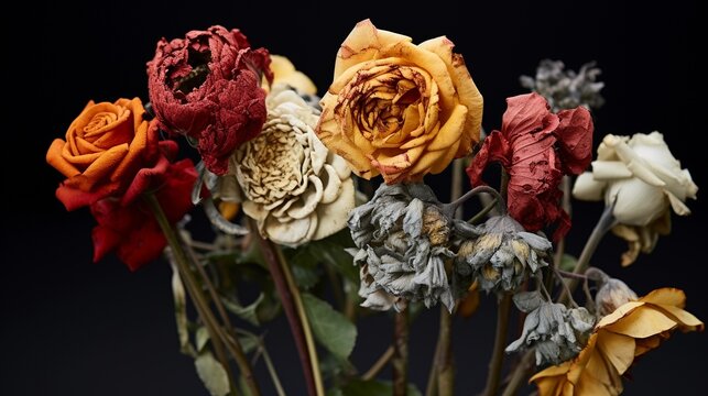 A Bouquet of Wilted Roses Signifying the Passage of Time