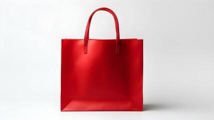 Red Shopping Bag on a white Background with Copy Space. Template for Sales and Auctions