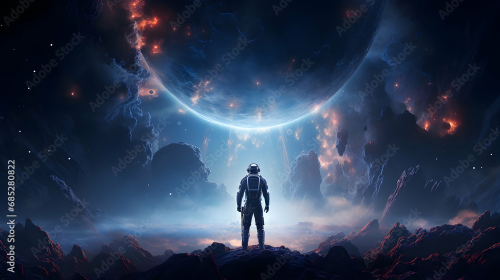 Wall mural astronaut floating in the space,ai