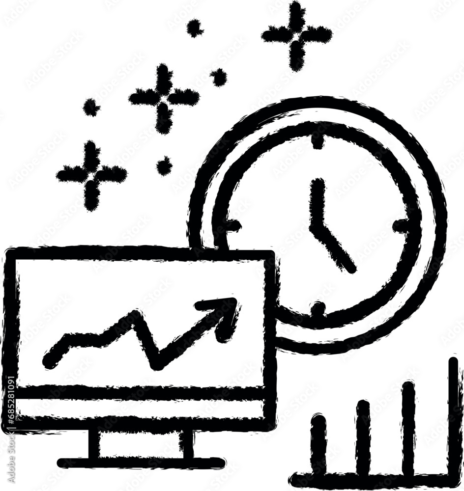 Poster monitor chart clock icon grunge style vector