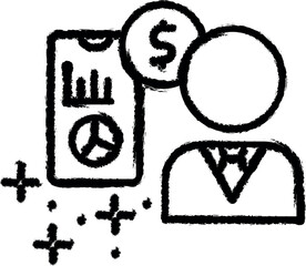 Smartphone dollar man icon grunge style vector