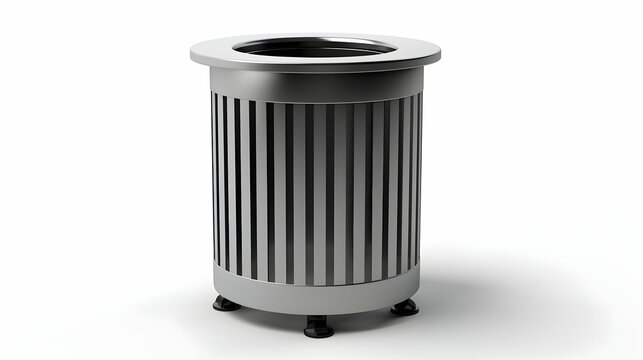 Metal garbage contaner or refuse trash bin isolated on white. 3d illustration,Generative Ai.