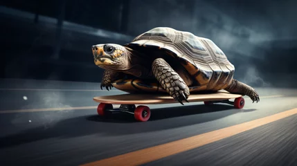 Poster A tortoise riding on a skateboard Strategy © Mahi