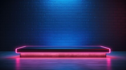 Obraz premium Neon-lit empty scene backdrop perfect for a product mockup AI generated illustration