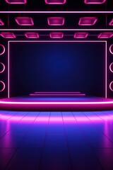 Neon-lit empty scene backdrop perfect for a product mockup  AI generated illustration
